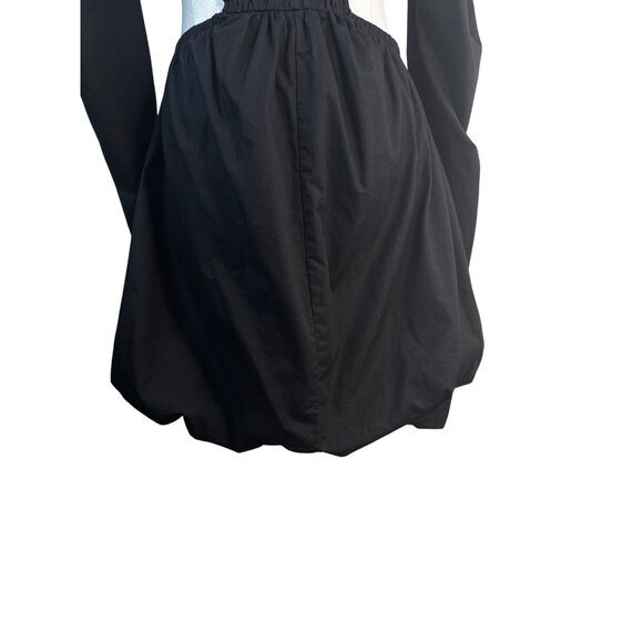 ZARA Small Black Puff Sleeve Cotton & Polyester Balloon Hemline Elastic Waist - Picture 11 of 15